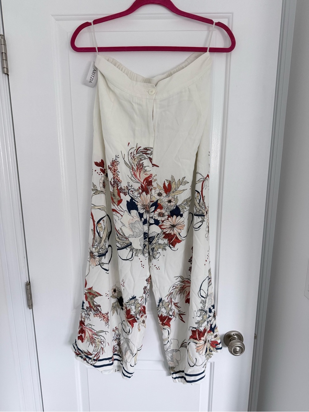 Little Moon Cream Maxi Skirt with Navy & Rust Floral Print